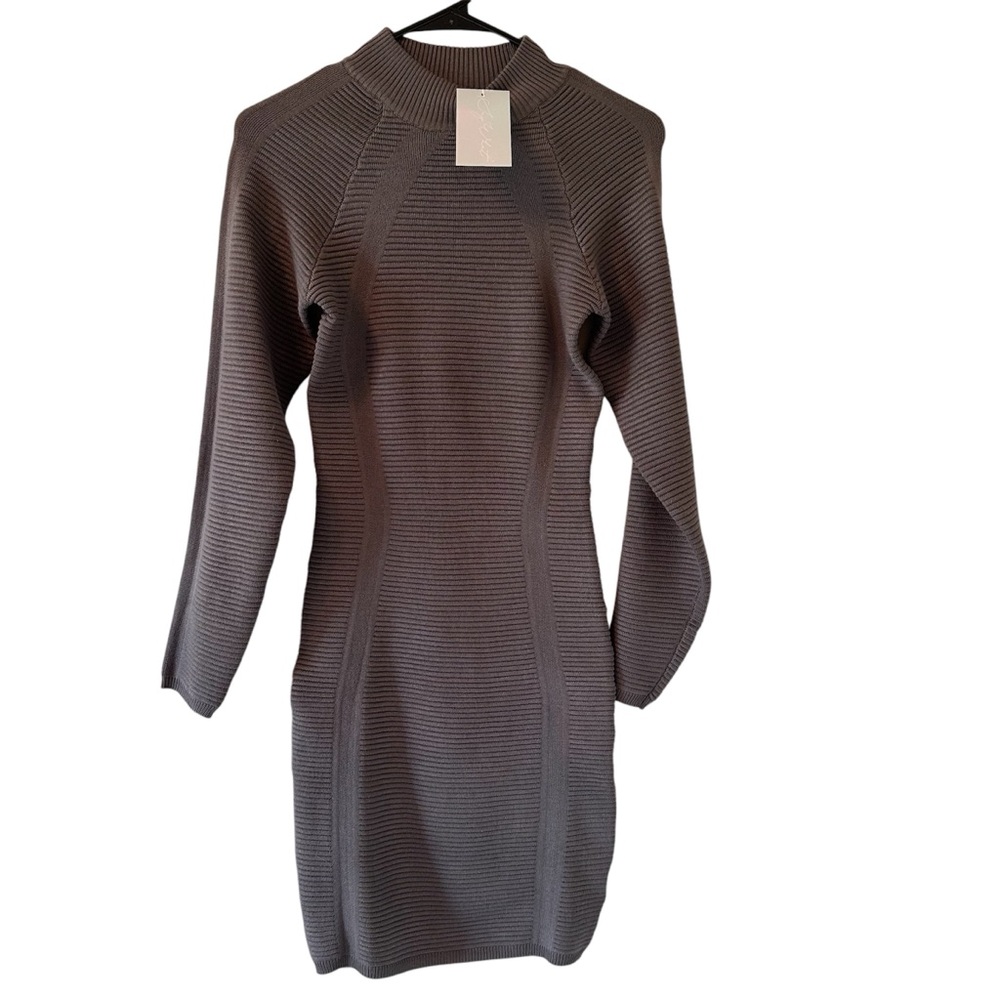 Say What? Gray Fitted Sweater Dress Size Small